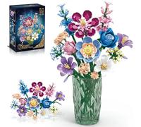 Bouquet de Fleurs à Construire pour Adultes & Ados 14+, Compatible avec Lego, 730 pièces Collection Botanique Nuit Étoilée avec Roses, Lys & Gypsophile, Décoration Maison & Bureau