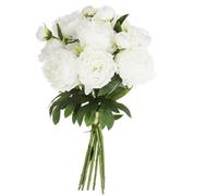 Atmosphera - Bouquet de 13 pivoines artificielles H 50 cm Blanc