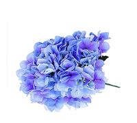 Bouquet de fleurs artificielles - 5 têtes de fleurs d'hortensia artificielles pour mariage, fête de jardin, décoration de mariée, bleu foncé