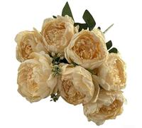 Bouquet de fleurs artificielles à 7 têtes conçu pour un mariage et une décoration d'intérieur pour créer des scènes accueillantes et élégantes (couleur dorée)