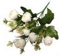 Bouquet de fleurs artificielles à base de soie dessiné à partir d'un mélange de thé printanier pour décoration d'intérieur, photographie, affichage de table (blanc)