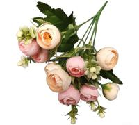Bouquet de fleurs artificielles à base de soie dessiné à partir d'un mélange de thé printanier pour décoration d'intérieur, photographie, affichage de table (rose sauvage)