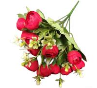 Bouquet de fleurs artificielles à base de soie dessiné à partir d'un mélange de thé printanier pour décoration d'intérieur, photographie, affichage de table (rouge)