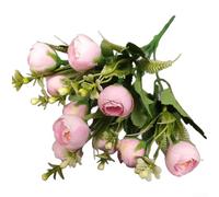 Bouquet de fleurs artificielles à base de soie dessiné à partir d'un mélange de thé printanier pour décoration d'intérieur, photographie, affichage de table (rose clair)