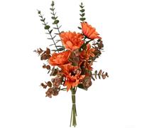 Bouquet de fleurs artificielles à la main avec marguerite réaliste et hibiscus pour bureau et mariage arrangements floraux fabriqués avec un tissu de soie texturé (orange)