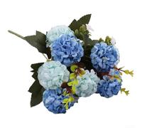 Bouquet de fleurs artificielles avec 10 têtes en soie pour décoration de cérémonie de mariage, chambre à coucher, accentuation de l'espace de vie et accessoires photo (bleu)