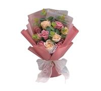 Bouquet de fleurs artificielles avec ruban pétales de savon Saint-Valentin fête des mères