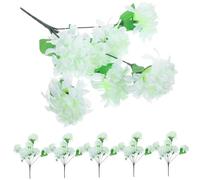 Bouquet de Fleurs Artificielles Cimetière Chrysanthème Blanc 6 Bouquets | Soie et Plastique, Réalisme Élevé, Longue Durée, pour Tombes et Cimetières, Style Réaliste