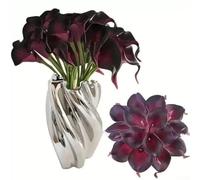 Bouquet de fleurs artificielles de lys calla pour décoration de cérémonie de mariage, maison, bureau, salon, cheminée, étagère, toucher réaliste (violet)