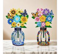 Bouquet de fleurs artificielles en peinture de diamant fait main, puzzle décoratif de vase pour la maison, cadeau de fête Combinaison A,Bouquet de type B,Vase B,Combinaison B,Bouquet de type A,Vase de