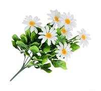 Bouquet de fleurs artificielles en plastique avec marguerites et chrysanthèmes pour décoration d'intérieur et d'extérieur et événements (blanc)