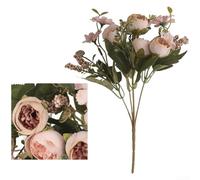Bouquet de fleurs artificielles en soie pour décoration de mariage Rose 28 | Pétales et feuilles réalistes, imitant les roses fraîches, aspect naturel, longueur de 28 cm, idéal pour décorer la maison