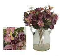 Bouquet de fleurs artificielles en soie pour décoration de mariage Rouge | Pétales et feuilles réalistes, imitant les roses fraîches, aspect naturel, longueur de 28 cm, idéal pour décorer la maison