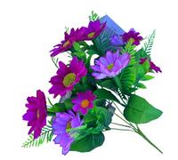 Bouquet de fleurs artificielles, mélange de marguerites rouges et violettes, 35 cm (Lilas violet)