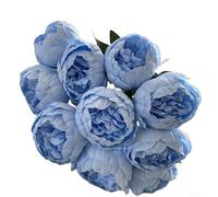 Bouquet de fleurs artificielles pour décoration de mariage et maison avec 10 têtes, conçu pour améliorer les espaces de vie et les zones d'événement avec une apparence réaliste (bleu clair)