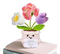 Bouquet de fleurs au crochet - Arrangement de fil fait à la main, cadeau émotionnel - Ensemble avec affichage de messages, accent artistique de table | Choix idéal pour l'appréciation des enseignants