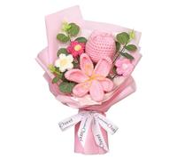 Bouquet de Fleurs au Crochet de Tulipes Artificielles Roses Fleur Mariage | Dremisland Bouquet Tricoté à la Main Tulipes Préservée Kits de Fausses Tulipe Cadeau pour Anniversaire Graduation
