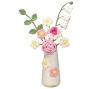 Bouquet de Fleurs au Crochet, Ensemble de Vases à Fleurs Artificielles en Laine, Fleur Tricotée au Crochet avec Vase, Fleur Tricotée à la Main pour Décoration Moderne de Maison et de Bureau(#4)