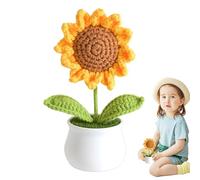 Bouquet de fleurs au crochet - Fleurs tricotées en laine colorée, composition artisanale | Ornements floraux décoratifs, fausses fleurs mignonnes utilisées lors de la décoration d'un bureau