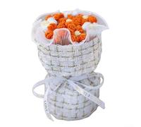 Bouquet de fleurs bouffantes en fil doux tricoté de 7 pièces avec silhouette élégante pour femme pour la Saint-Valentin, un anniversaire ou la fête des enseignants (A)