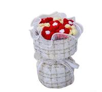 Bouquet de fleurs bouffantes tricotées avec construction en fil texturé et forme florale intemporelle pour la Saint-Valentin, un anniversaire et une reconnaissance (C)