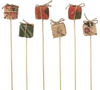 Bouquet de fleurs cadeau pour Noël Décoration Rouge Vert Beige Nature 3,5cm 12 pièces