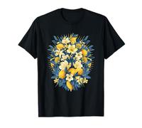 Bouquet de Fleurs d'agrumes Jaune Bleu Floral T-Shirt