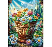 Bouquet de Fleurs dans Un Vase doré 500 Pieces Casse-tête Personne Âgée en Carton Rigide sans Déformation Mythes fantastiques Facile Débutant Thérapie Occupationnelle Anti-Stress Petit Prix 500 P