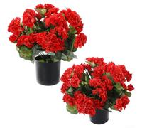 Bouquet de fleurs de bégonia artificielles de 35 x 14 cm, panier suspendu en soie, géranium, décoration de maison, salon, mariage, bureau, rouge (1 x rouge)