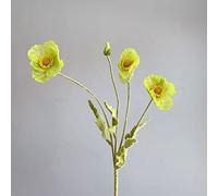 Bouquet de fleurs de coquelicots artificiels en soie au toucher réaliste, 56 cm, arrangements floraux artificiels pour fête, mariage, intérieur et extérieur (vert)