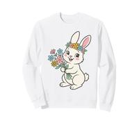Bouquet de Fleurs de Lapin Kawaii Mignon Printemps Pâques Cottagecore Sweatshirt