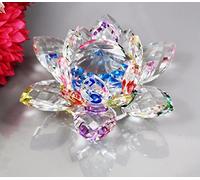 Bouquet de fleurs de lotus en cristal - Grande taille - Artisanat - Décoration pour la maison - De toutes les couleurs - Cadeau pour un anniversaire, un mariage, Verre cristal, multicolore