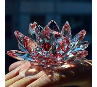 Bouquet de fleurs de lotus en cristal - Grande taille - Artisanat - Décoration pour la maison - De toutes les couleurs - Cadeau pour un anniversaire, un mariage, Verre cristal, Red