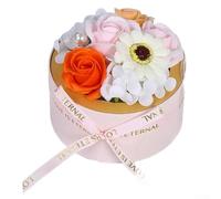 Bouquet de fleurs de savon parfumé dans une élégante boîte ronde, roses à base de plantes faites à la main pour décoration de salle de bain, idée parfaite pour maman, petite amie, amie pour les