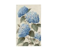 Bouquet de fleurs d'hortensia bleu botanique vintage - 91 x 152 cm - Bannière de vœux avec œillets - Décoration d'intérieur ou d'extérieur