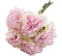 Bouquet de fleurs d'hortensia et de pivoines artificielles en soie pour cérémonie de mariage et décoration d'intérieur, fabriqué avec des variations de couleurs réalistes (rose et vert)