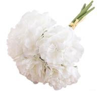 Bouquet de fleurs d'hortensia et de pivoines artificielles en soie pour cérémonie de mariage et décoration d'intérieur, fabriqué avec des variations de couleurs réalistes (blanc)