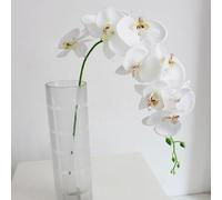 Bouquet de fleurs d'orchidée papillon artificielle fait pour ressembler à de vraies fleurs pour la maison, la fête de mariage, le salon (blanc)