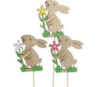 Bouquet de fleurs en bois Lapin 9cm Set de 12 Deko Printemps Jardin