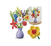 Bouquet de fleurs en briques de construction, COMPATIBLES AVEC LEGO, 8 FLEURS dans un vase, SET DIY, 690 pièces 6+