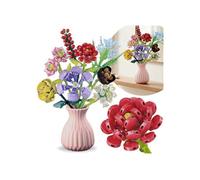 Bouquet de Fleurs en Briques de Construction, COMPATIBLES avec Lego, 8 Fleurs dans Un Vase, Set DIY, 709 pièces 6+ (F)