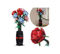 Bouquet de fleurs en briques de construction, COMPATIBLES AVEC LEGO, 9 fleurs ROSES ÉTERNELLES en vase, SET DIY, 756 pièces 6+
