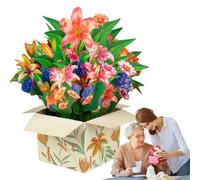 Bouquet de fleurs en papier | Carte de fleurs pliable 3D, cartes en papier, cartes de vœux pop-up 3D rose/lys/tournesol/bouquet de fleurs, plantes d'intérieur