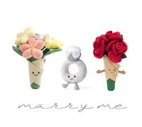 Bouquet de fleurs en peluche JC, bouquet de fleurs mélangées en peluche, mignon bouquet de fleurs souriantes, bague de fiançailles, cadeau de la Saint-Valentin, cadeau de mariage pour couple Ring dedu