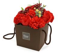 Bouquet de Fleurs en Savon Rose Rouge et Oeillet Fleurs pour la Fête des Mères Fleurs de la Saint-Valentin Pour Elle et Bouquet de Fleurs Pour Vos Bien-Aimés