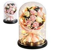 Bouquet de fleurs éternelles dans un dôme en verre Décoration romantique