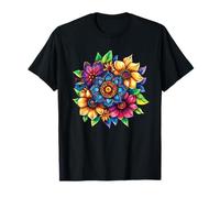 Bouquet de Fleurs Fantaisie printanier Vibrant Mandala T-Shirt