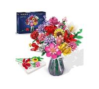 Bouquet de Fleurs Jouet de Construction 1464 Pièces Fleurs Artificielles de 18 Tiges Cadeau Plante Décorative