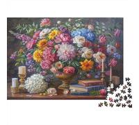 Bouquet de Fleurs luxuriantes Nature Morte 1000 Piece Picture Puzzle Adults and Children Le Paysage Activité Relaxante Tableau Décoratif 38x26cm/1000pcs