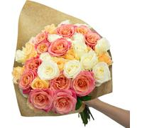 Bouquet de fleurs 'Pastel Poetry' - 10 tiges - longueur de tige env. 50 cm - Bouquet de roses fraîches